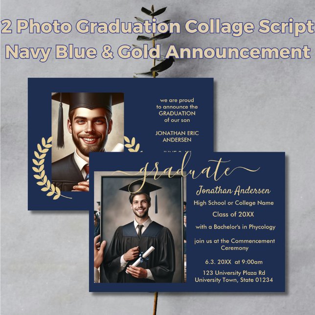 Anuncio 2 Collage de fotos Script Navy Blue & Gold (Subido por el creador)