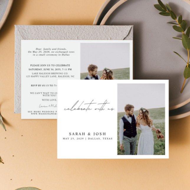 Anuncio 2 Foto Celebrada Con La Recepción De Bodas Estadou (Personalize this wedding reception invite with your photos & personal deets - simple, easy, done!)