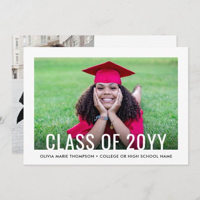 Anuncio 2 Photo Simple Modern Bold Class Year Graduation (Anverso / Reverso)