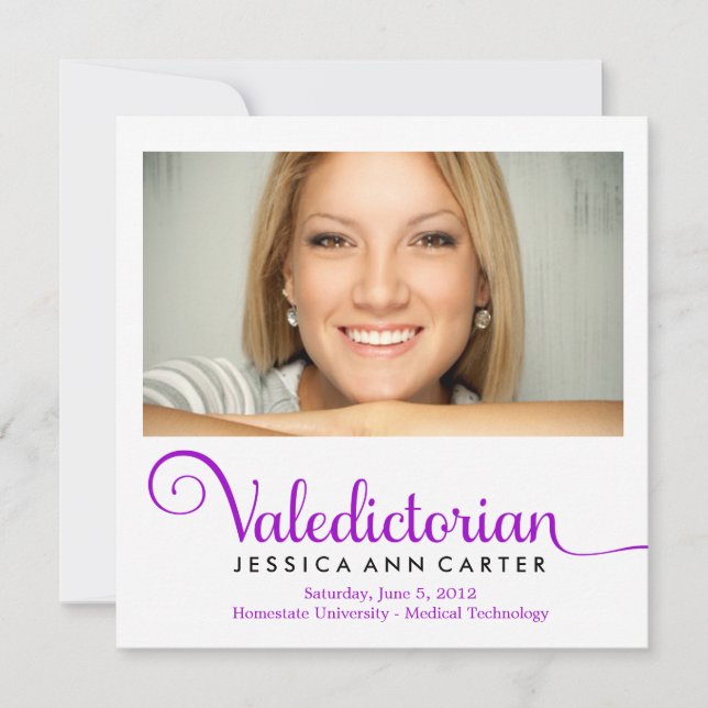 Anuncio 311 Graduación Real Púrpura de Valedictorian (Anverso)