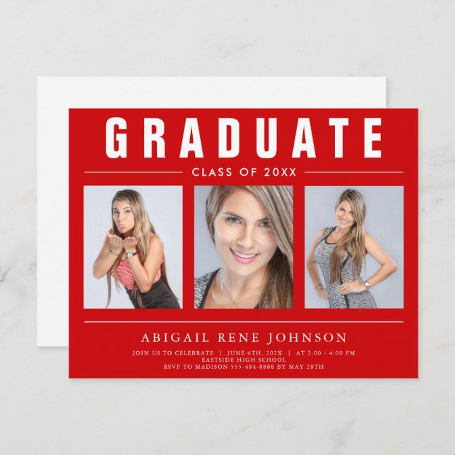 Anuncio 3 Graduado de Collage de Fotografía: rojo y blanco (Anverso / Reverso)