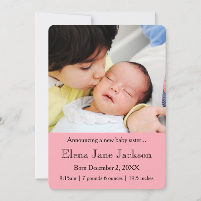 Anuncio 3 x 5 Hermano anunciando el nacimiento de una herm (Anverso)