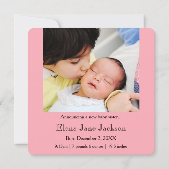 Anuncio 3 x 5 Hermano anunciando el nacimiento de una herm (Anverso)