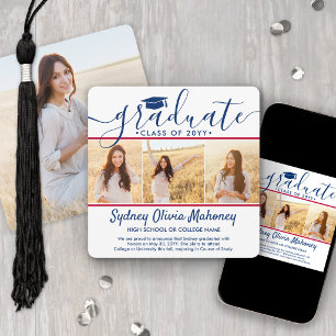 Anuncio 4 Collage de Graduación de Fotos Moderno Blanco y 