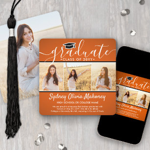 Anuncio 4 Collage de graduación fotográfica Naranja modern