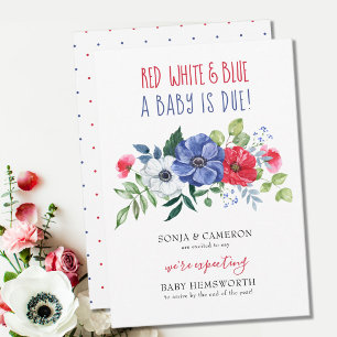 Anuncio 4 de julio Bebé Blanco Rojo por embarazo floral