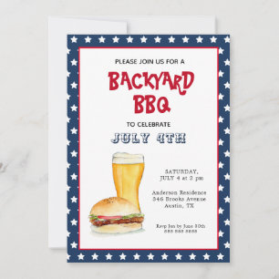 Anuncio 4 de julio fiesta de barbacoa en el patio trasero
