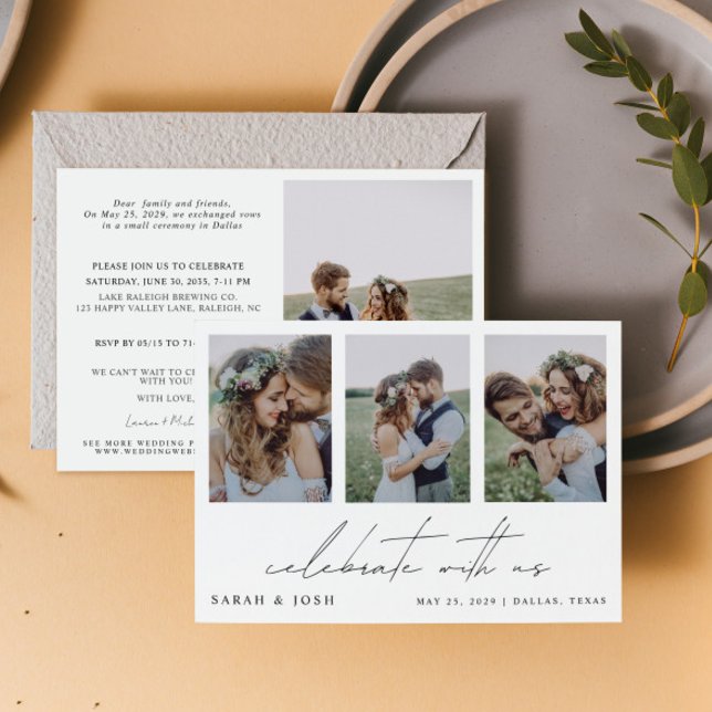 Anuncio 4 Foto Celebrada Con La Recepción De Bodas Estadou (Personalize this wedding reception invitation with your photos & personal deets - simple, easy, done)