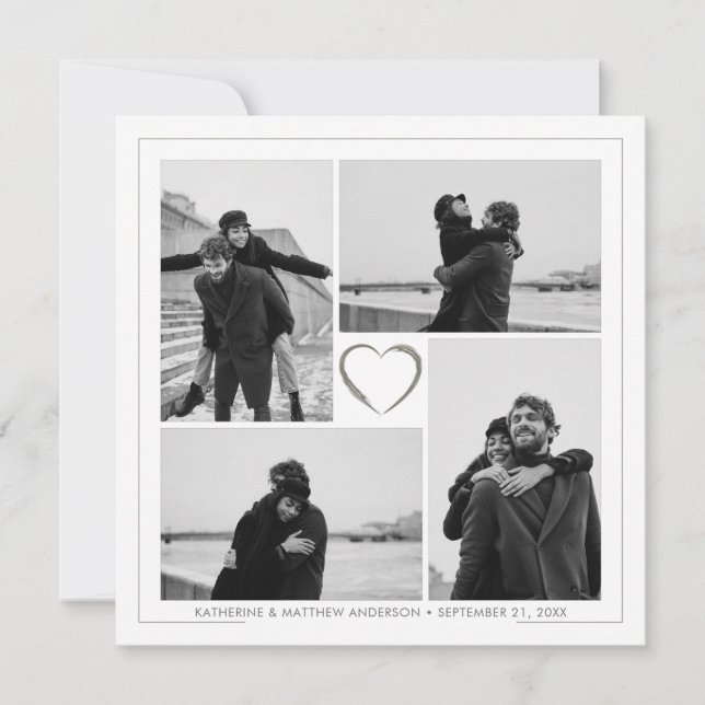 Anuncio 4 Foto Collage Aniversario de Boda Nombre y Fecha (Anverso)