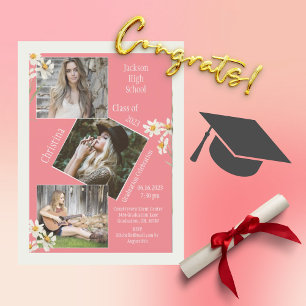 Anuncio 4 Graduación rosa personalizada de Collage de foto
