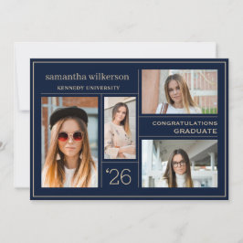 Anuncio 4 Graduados de Collage de fotos Blue & Gold Congra