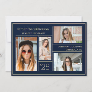 Anuncio 4 Graduados de Collage de fotos Blue & Gold Congra