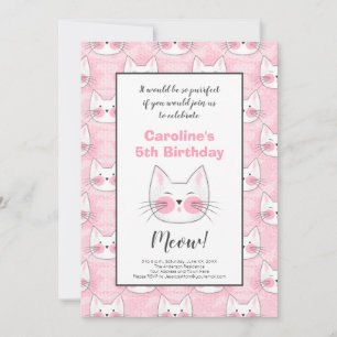 Anuncio 5.ª fiesta de cumpleaños para gatos de gatito rosa