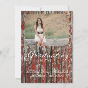 Anuncio 5 x 7 Viejos Red Barn Wood Weather Senior Invitaci