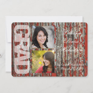 Anuncio 5 x 7 Viejos Red Barn Wood Weather Senior Invitaci