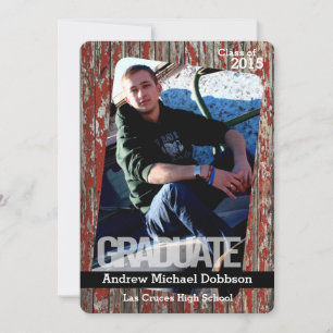 Anuncio 5 x 7 Viejos Red Barn Wood Weather Senior Invitaci