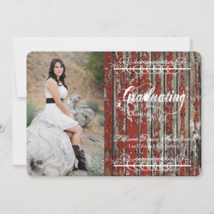 Anuncio 5 x 7 Viejos Red Barn Wood Weather Senior Invitaci