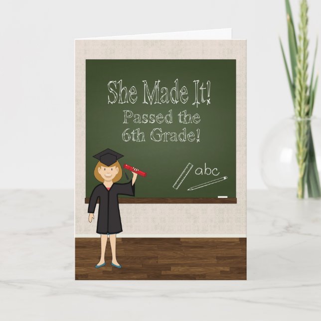 Anuncio 6 Graduado con Chica Personalizado y Chalkboard (Anverso)