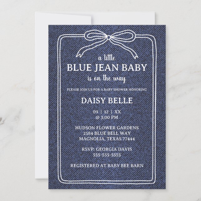 Anuncio A Little Blue Jean Baby Denim Boy Baby Shower  (Anverso)