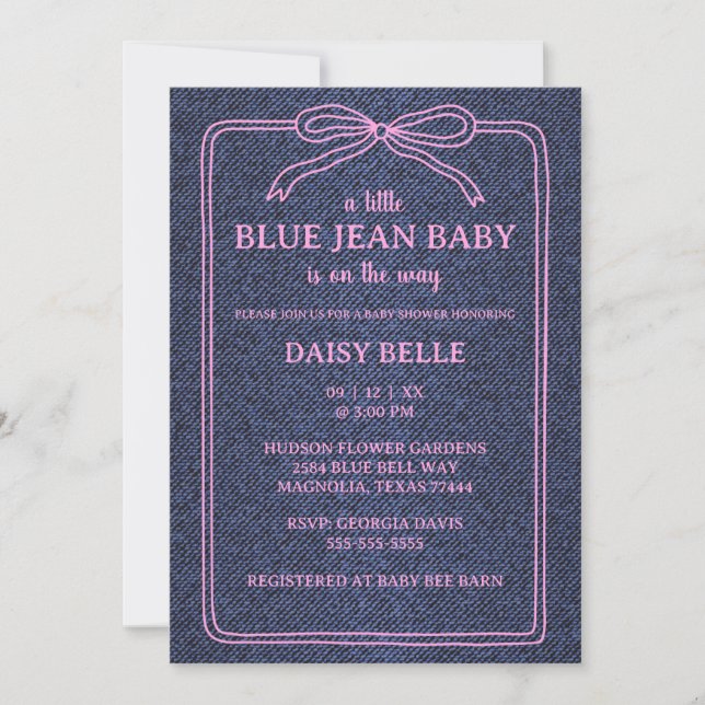 Anuncio A Little Blue Jean Baby Denim Girl Baby Shower  (Anverso)