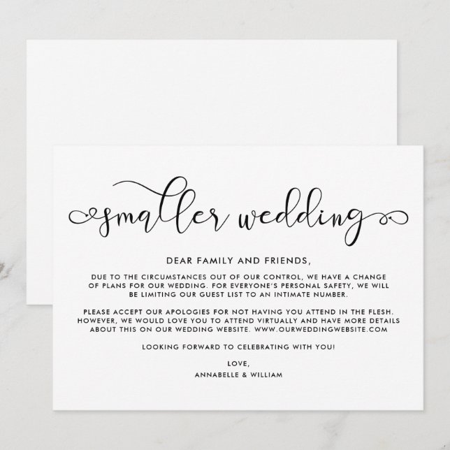 Anuncio Actualización de Boda | Boda más Pequeña (Anverso / Reverso)