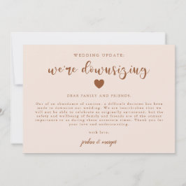 Anuncio Actualización de Boda Pink We're Downsizing