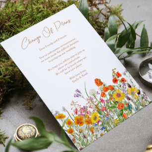 Anuncio Actualización de cambio de planes de boda de flore