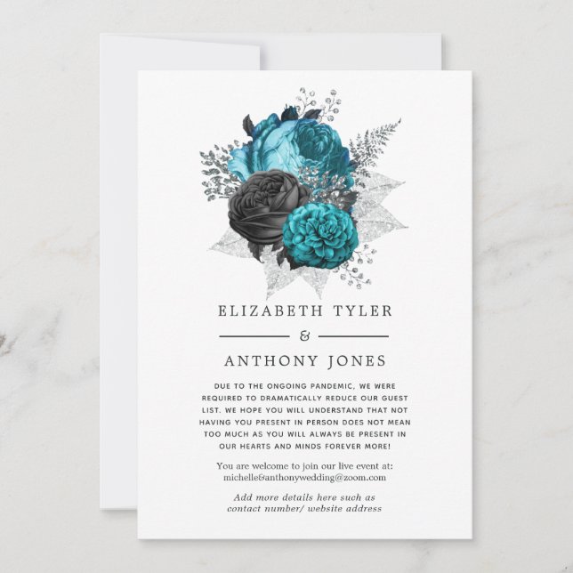 Anuncio Actualización del Boda floral turquesa, negro y pl (Anverso)