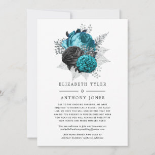 Anuncio Actualización del Boda floral turquesa, negro y pl