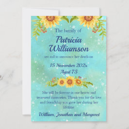 Anuncio Acuarela Floral Funeral Aviso de muerte Azul