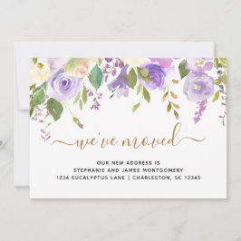 Anuncio Acuarela Floral Púrpura Oro Mudanza