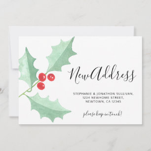 Anuncio Acuarela Holly Nueva Dirección Navidad Mudanza