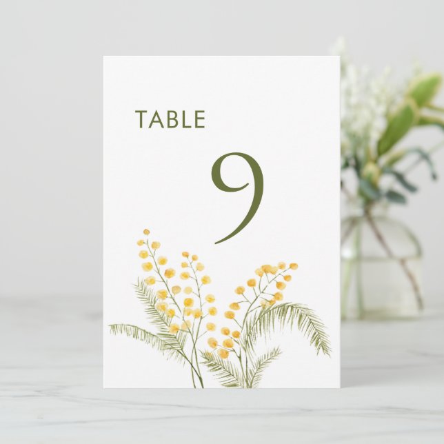 Anuncio Acuarela mimosa flores número de tabla boda (Anverso de pie)