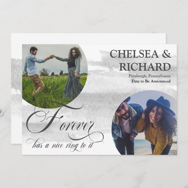 Anuncio Acuarela Moderna Clásica Dos Compromiso De Fotogra (Anverso / Reverso)