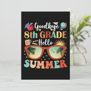 Anuncio Adiós 8° grado Hola verano Graduación divertida