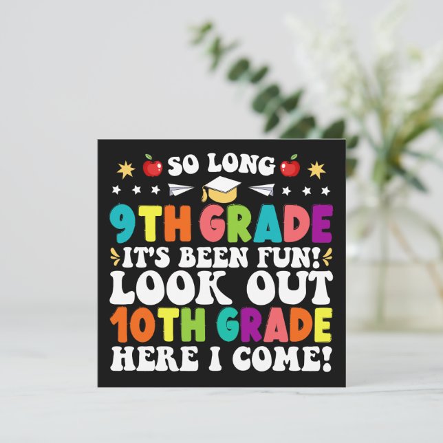 Anuncio Adiós noveno grado, allá voy décimo grado (Anverso de pie)