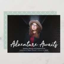 Adventure Awaits Mint Green Photo Graduation