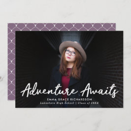 Anuncio Adventure Awaits Script Purple Photo Graduation