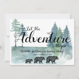 Anuncio Adventure Begins Watercolor Bears Baby Shower