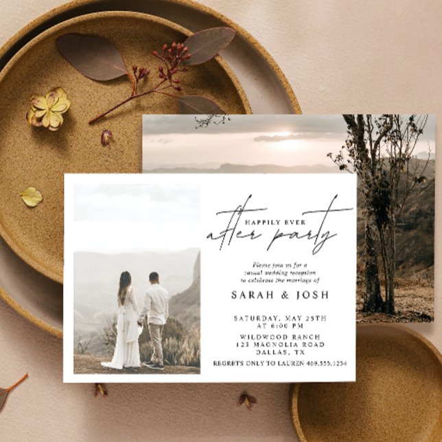 Anuncio Afortunadamente Después De La Recepción De La Boda (Easily personalize by uploading your photos and entering your names and wedding details)