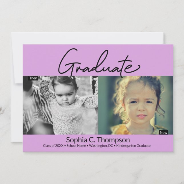 Anuncio Ahora, entonces chica Purple Kindergarten foto de  (Anverso)