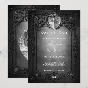 Anuncio Ahorre la fecha de la boda de Halloween gótica osc