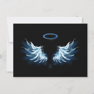Anuncio Alas de ángel azules brillantes sobre fondo negro