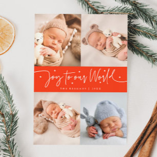 Anuncio Alegría A Nuestro Mundo Red Multi Photo Birth