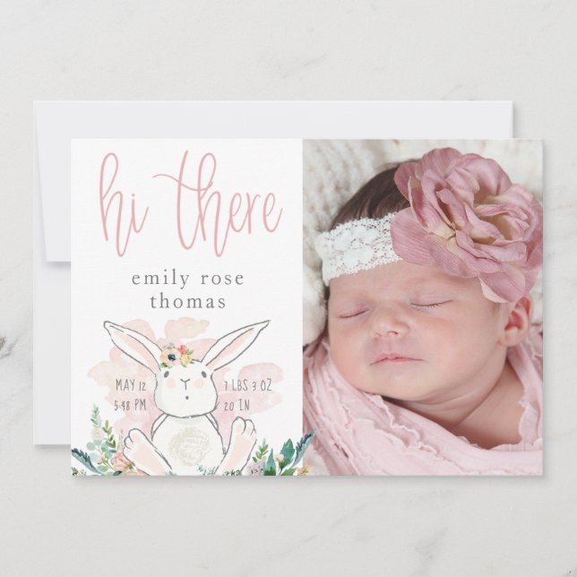 Anuncio Alfabetización de conejito de Woodland HI AHÍ Niña (Anverso)