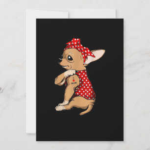 Anuncio Amo A Mamá Tattoo Gracioso Perro Chihuahua Usando 
