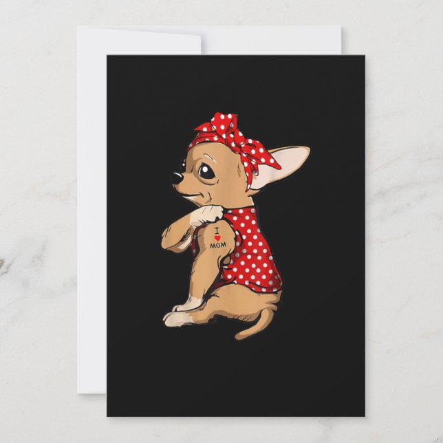Anuncio Amo A Mamá Tattoo Gracioso Perro Chihuahua Usando  (Anverso)