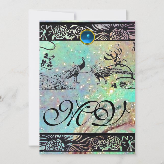 Anuncio AMOR DE AVES DE BODAS MONOGRAMA negro verde azul d (Anverso)