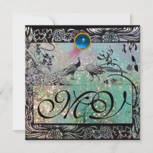 Anuncio AMOR DE BODAS MONOGRAMA pájaros negro verde hielo