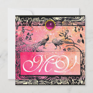 Anuncio AMOR DE BODAS PÁJAROS MONOGRAMA negro amarillo ros